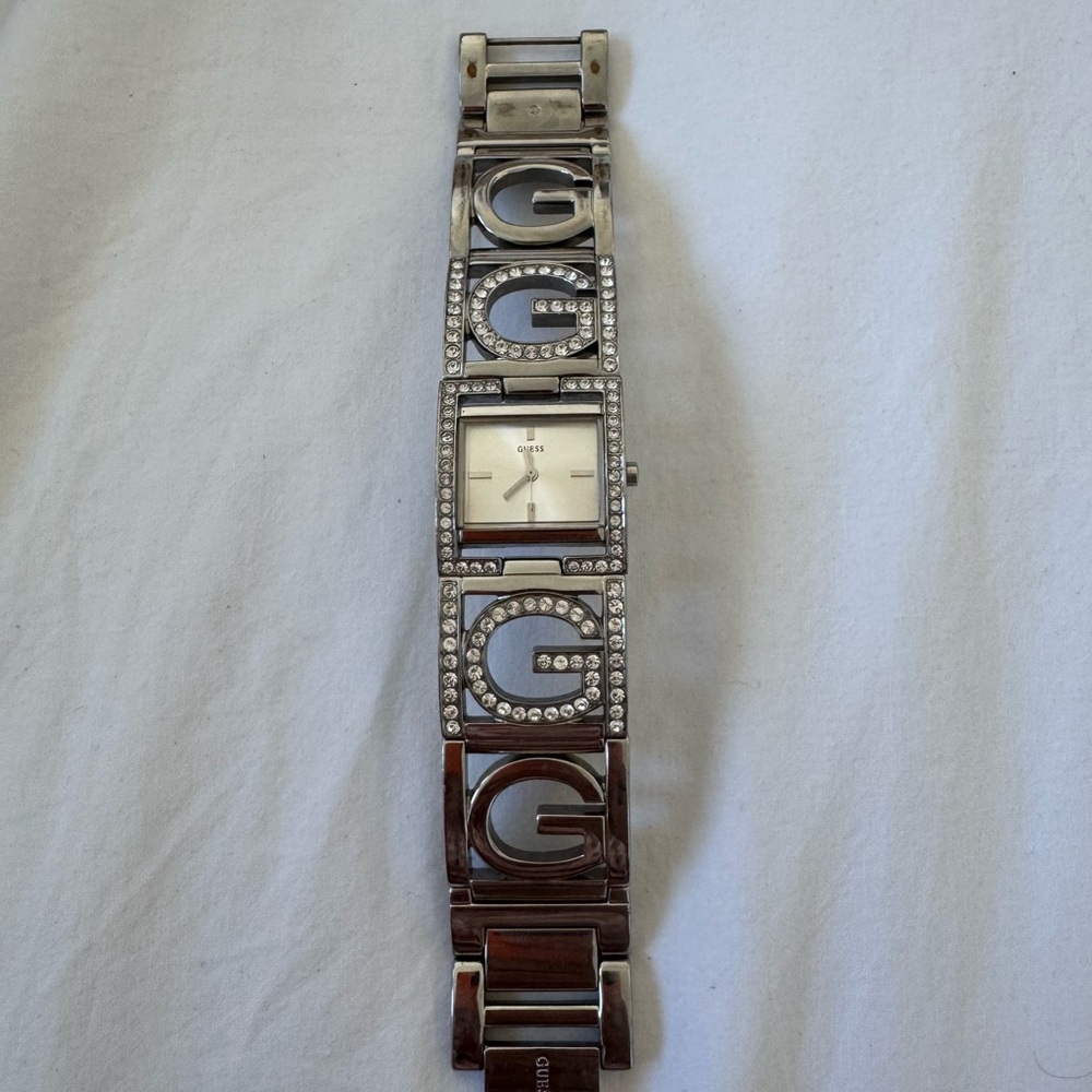 Guess Women's Silver Watch with Crystal Accents - Picture 3 of 8